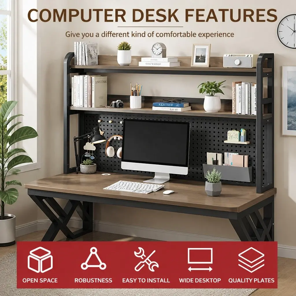 Computer Desk Nordic Style 120x60cm Density Board Carbon Steel Table Legs