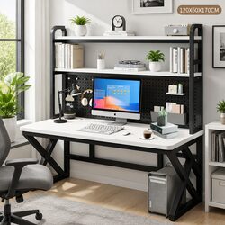 Stylish Computer Study Desk with Black and White Finish