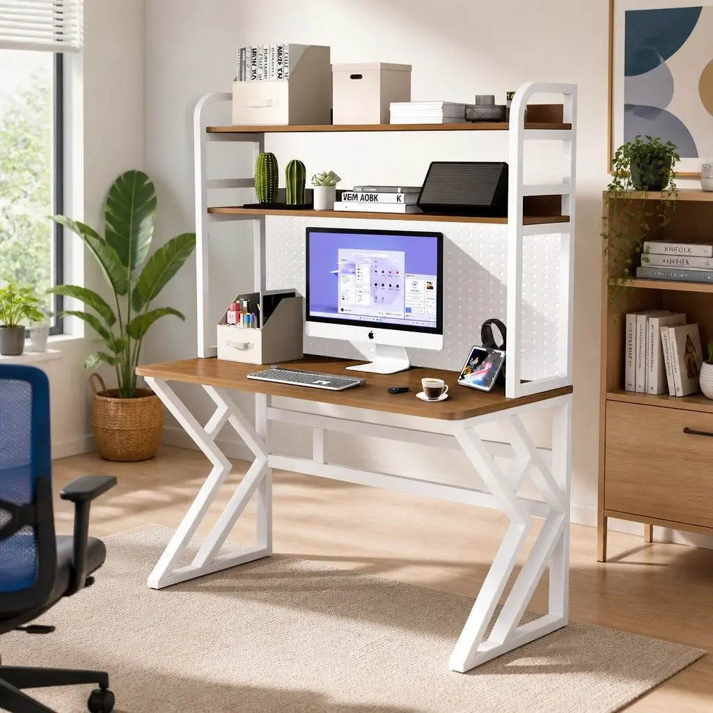 Computer Desk Nordic Style 160x60cm Density Board Carbon Steel Table Legs