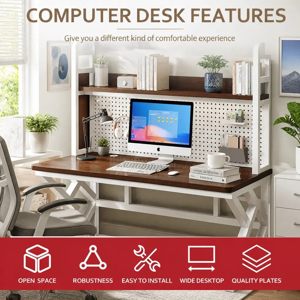 Computer Desk Nordic Style 160x60cm Density Board Carbon Steel Table Legs