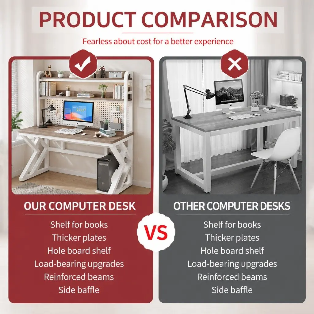 Computer Desk Nordic Style 160x60cm Density Board Carbon Steel Table Legs