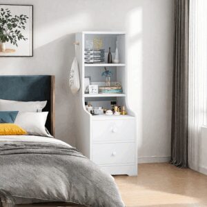 HYGGO 2x Bedside Table Set Drawers Nightstand Slim Tall Cabinet Multifunctional Bedside table Nightstand