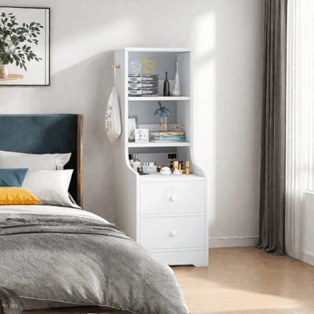 HYGGO 2x Bedside Table Set Drawers Nightstand Slim Tall Cabinet Multifunctional Bedside table Nightstand