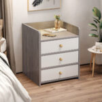 HYGGO 2x bedside table set 3 drawer light gray white nightstand bedroom furniture Bedside table Nightstand