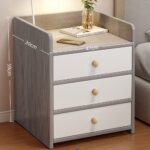 HYGGO 2x bedside table set 3 drawer light gray white nightstand bedroom furniture Bedside table Nightstand