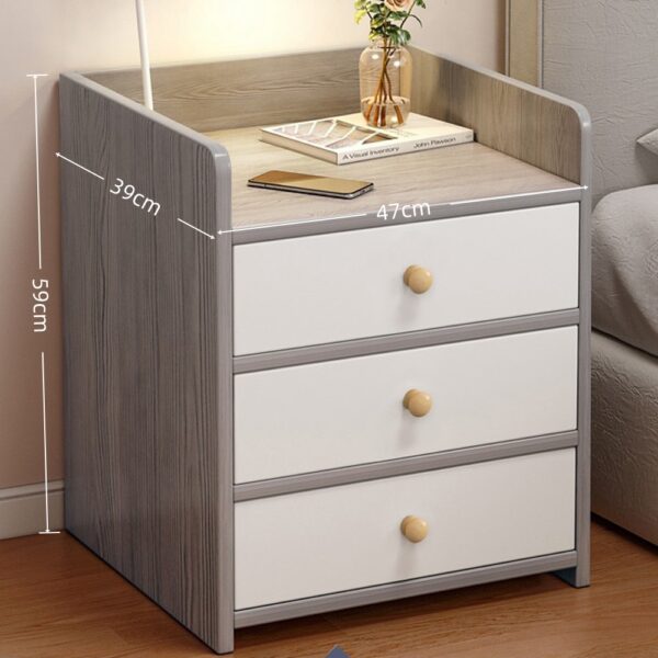 HYGGO 2x bedside table set 3 drawer light gray white nightstand bedroom furniture Bedside table Nightstand