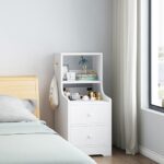 HYGGO 2x bedside table set shelves drawers nightstand white modern bedroom furniture Bedside table Nightstand