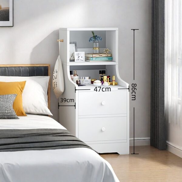 HYGGO 2x bedside table set shelves drawers nightstand white modern bedroom furniture Bedside table Nightstand