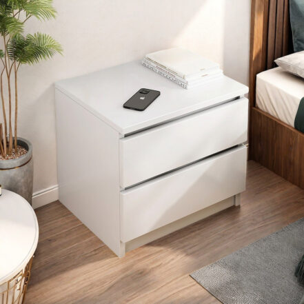 HYGGO 2x bedside table drawer nightstand set white minimalist design bedroom furniture Bedside table Nightstand