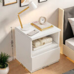 HYGGO 2x Bedside Table Set Drawer Shelf Nightstand White Minimalist Design Bedroom Furniture Bedside table Nightstand