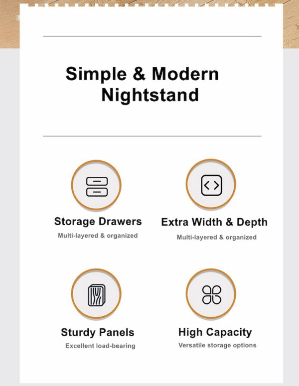 HYGGO Modern bedside table set drawers nightstand white minimalist furniture bedroom Bedside table Nightstand