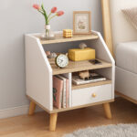 HYGGO 2x bedside table set wooden drawer nightstand natural white wood grain furniture Bedside table Nightstand