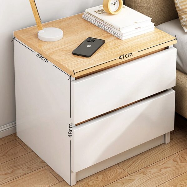 HYGGO 2x Bedside Table Pair Oak Wood Grain Drawers Nightstand Minimalist Furniture Bedside table Nightstand