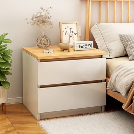 HYGGO 2x Bedside Table Pair Oak Wood Grain Drawers Nightstand Minimalist Furniture Bedside table Nightstand