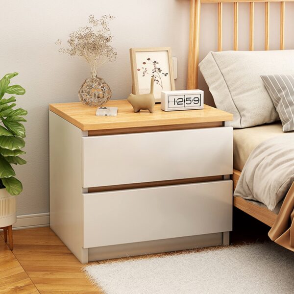HYGGO 2x Bedside Table Pair Oak Wood Grain Drawers Nightstand Minimalist Furniture Bedside table Nightstand