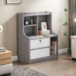 HYGGO 2x bedside table pair lockable drawer curved sides modern design bedroom furniture Bedside table Nightstand