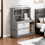 HYGGO 2x bedside table pair lockable drawer curved sides modern design bedroom furniture Bedside table Nightstand