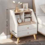 HYGGO 2x bedside table set wood grain drawers curved design bedroom furniture nightstand Bedside table Nightstand