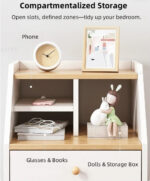 HYGGO 2x bedside table set wood grain drawers curved design bedroom furniture nightstand Bedside table Nightstand