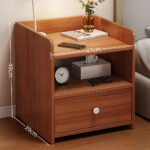 HYGGO 2x bedside table set vintage walnut tray drawer wooden nightstand pair Bedside table Nightstand