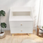HYGGO 2x Bedside Table Set Nightstand Drawer Modern Design Wooden Legs White Furniture Bedside table Nightstand