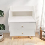 HYGGO 2x Bedside Table Set Nightstand Drawer Modern Design Wooden Legs White Furniture Bedside table Nightstand
