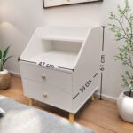 HYGGO 2x Bedside Table Set Nightstand Drawer Modern Design Wooden Legs White Furniture Bedside table Nightstand
