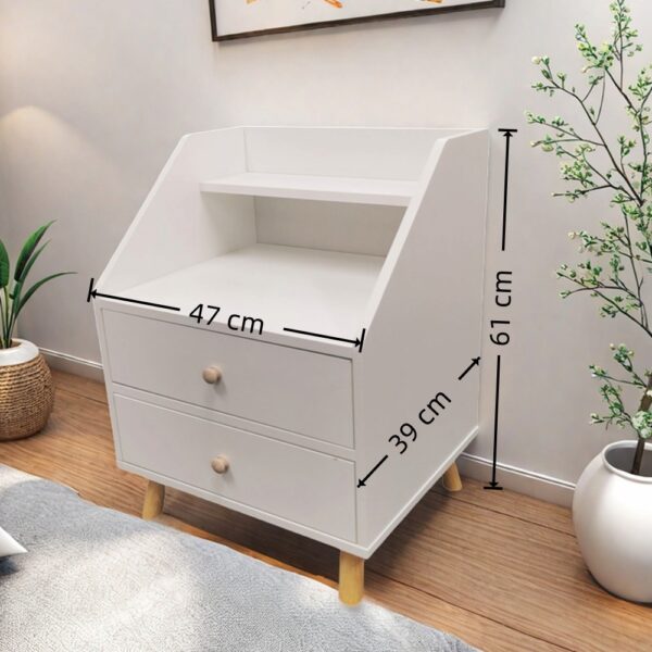 HYGGO 2x Bedside Table Set Nightstand Drawer Modern Design Wooden Legs White Furniture Bedside table Nightstand