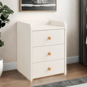 HYGGO 2x Bedside Table Pair White 3 Drawers Nightstand Wooden Knobs Bedroom Furniture Bedside table Nightstand