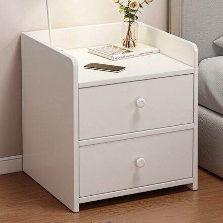 HYGGO 2x Bedside Table Set with Drawers Nightstand White Minimalist Modern Bedroom Storage Bedside table Nightstand