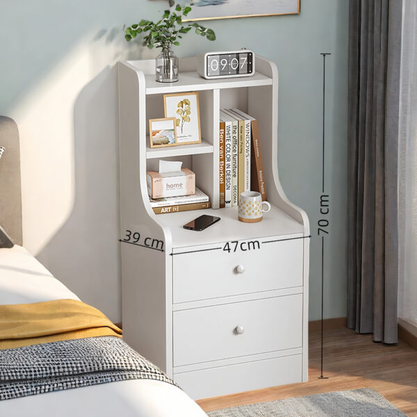 HYGGO 2x Bedside Table Pair White Wooden Drawers Nightstand Bedroom Furniture Minimalist Bedside table Nightstand