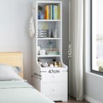 HYGGO 2x Bedside Table Pair Shelves Drawers Side Hook Nightstand Modern Design White Bedside table Nightstand