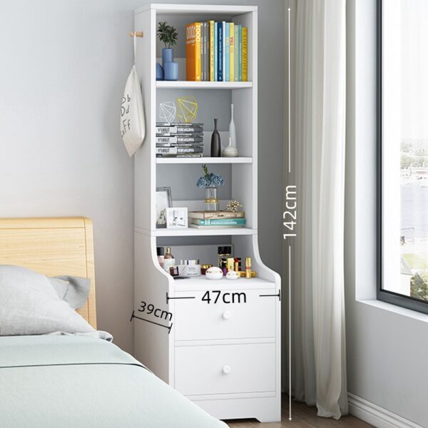 HYGGO 2x Bedside Table Pair Shelves Drawers Side Hook Nightstand Modern Design White Bedside table Nightstand