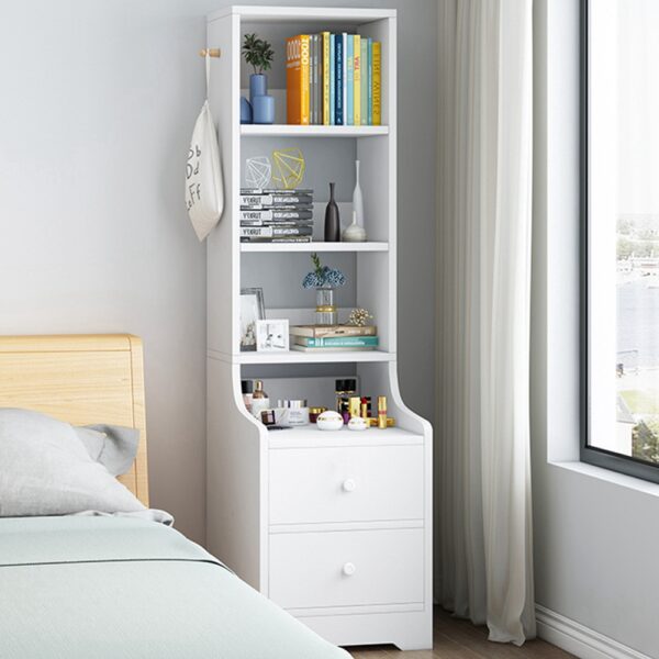 HYGGO 2x Bedside Table Pair Shelves Drawers Side Hook Nightstand Modern Design White Bedside table Nightstand