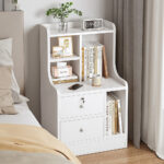 HYGGO 2x Bedside Table Set Nightstand Drawer Lockable Open Storage Modern Minimalist Bedside table Nightstand