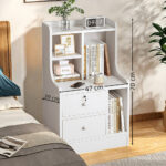 HYGGO 2x Bedside Table Set Nightstand Drawer Lockable Open Storage Modern Minimalist Bedside table Nightstand