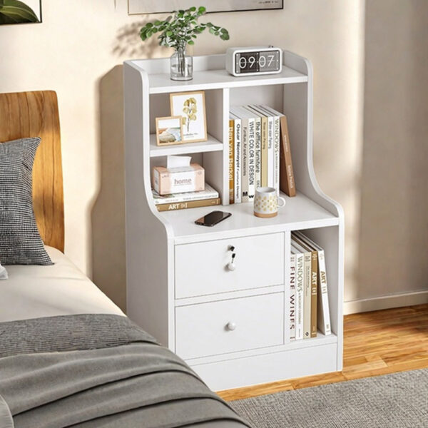 HYGGO 2x Bedside Table Set Nightstand Drawer Lockable Open Storage Modern Minimalist Bedside table Nightstand