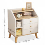 HYGGO 2x bedside table set wood grain drawers curved design bedroom furniture nightstand Bedside table Nightstand