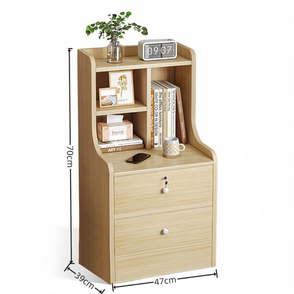 HYGGO 2x bedside table set light wood grain drawers metal slides bedroom furniture Bedside table Nightstand