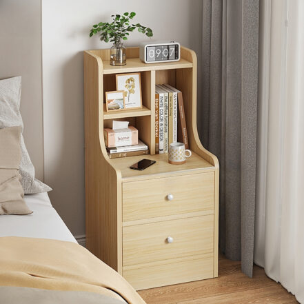 HYGGO 2x bedside table set light wood grain drawers metal slides bedroom furniture Bedside table Nightstand
