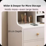 HYGGO 2x bedside table set light wood grain drawers metal slides bedroom furniture Bedside table Nightstand