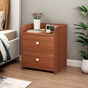 HYGGO 2x Bedside Table Walnut Wood Grain Tray Drawers Nightstand Vintage Furniture Bedside table Nightstand