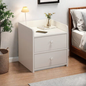 HYGGO 2x Bedside Table Set with Drawers Nightstand White Minimalist Modern Bedroom Storage Bedside table Nightstand